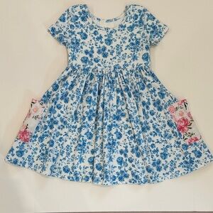 SweetHoney blooming blues floral Dress with Pockets girls size 5y